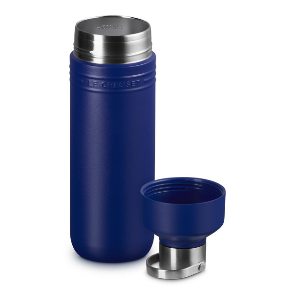 Le Creuset Trinkflasche On The Go Edelstahl Isolierflasche Azure Blau