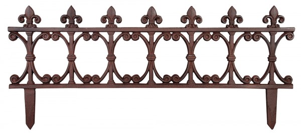 Beetzaun Beeteinfassung Gusseisen Antik-Braun 82x36cm Beetumrandung Ziergitter