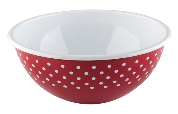 Riess Obst und Salatschüssel Emaille Pünktchen Rot 26cm