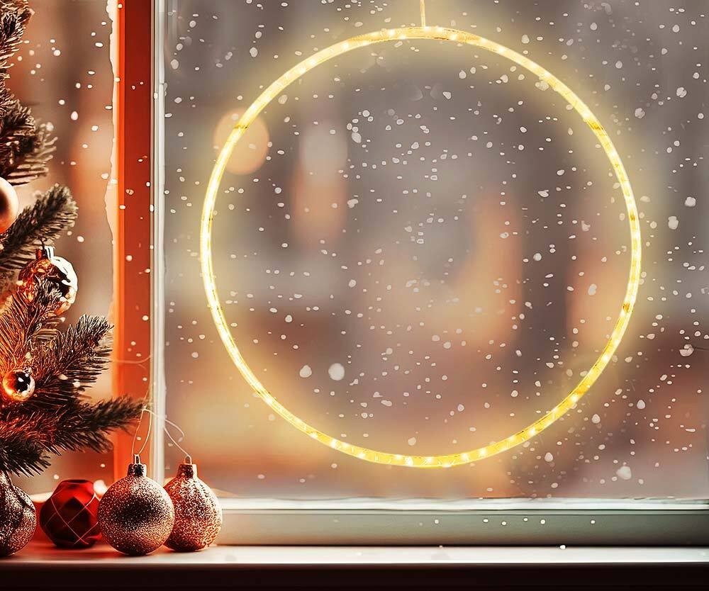 LED Lichtkranz Weihnachtsbeleuchtung Lichtkreis Warmweiß Batterie Timer 8 M günstig online kaufen
