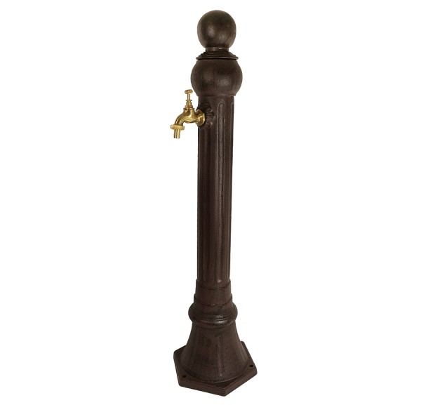 Wasserzapfsäule Wasserzapfstelle für Garten Standbrunnen Antik-Stil Braun 85cm
