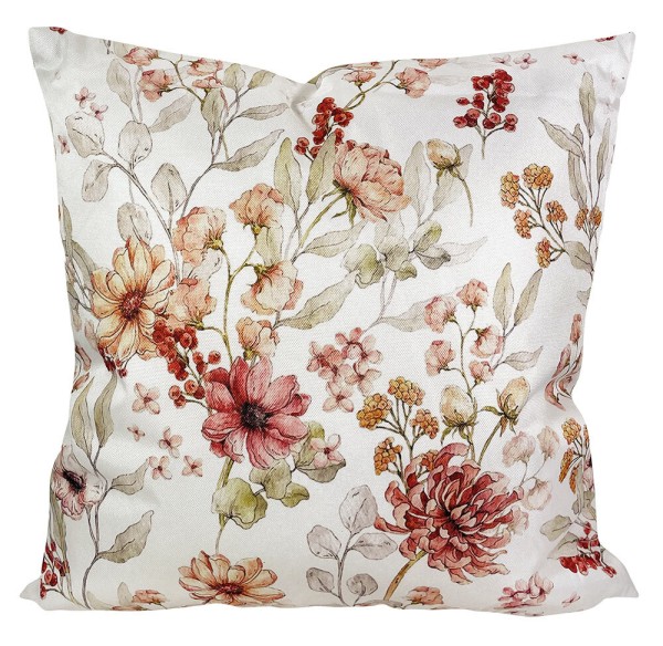 Outdoor Kissen Blumen Vintage Gartenkissen Wasserabweisend Weiß Beige 45x45cm