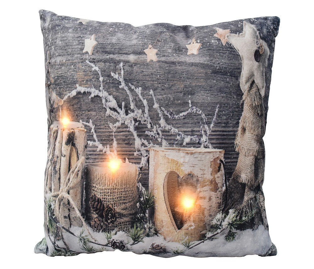 LED Kissen Weihnachten Kerzen mit Beleuchtung Winter Weihnachtsdeko