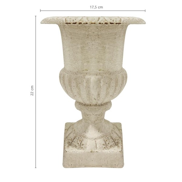 Französische Louvre Vase Amphore Gusseisen Schwer Antik-Stil Weiß 22cm