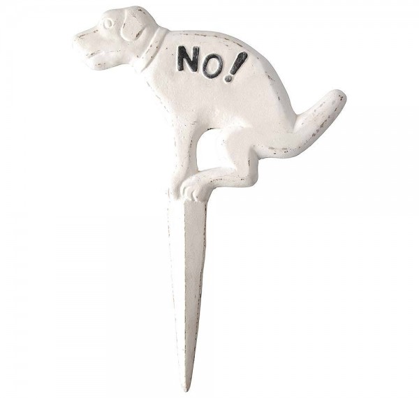 Verbotsschild Hundehaufen NO! Hundekot Hinweisschild Gusseisen Weiß