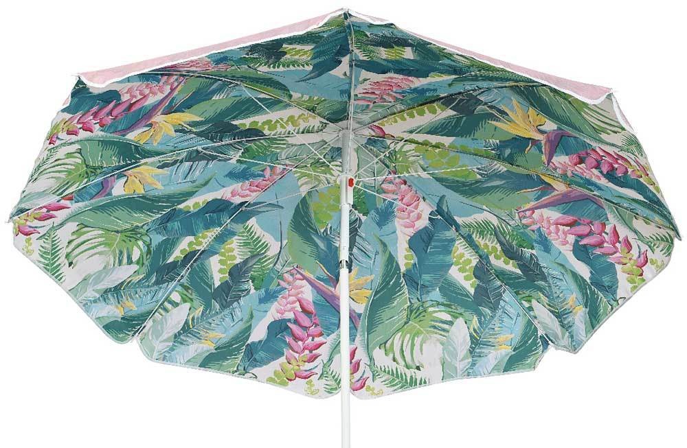 Sonnenschirm Palmenblätter Tropisch Oberseite Rosa Knickbar Erdspieß Ø 160cm