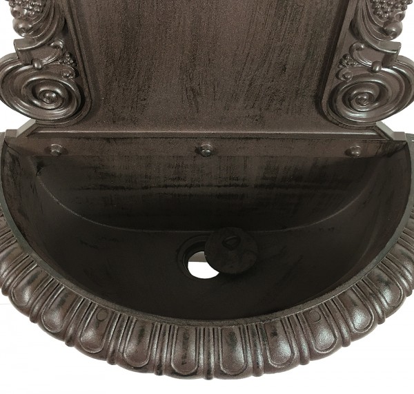 Wandbrunnen Antik-Stil Waschbecken mit Wasserhahn Nostalgie Metall Braun