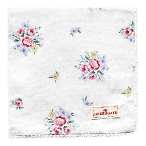 Greengate Stoffserviette mit Spitze Nicoline White Weiß Blumen