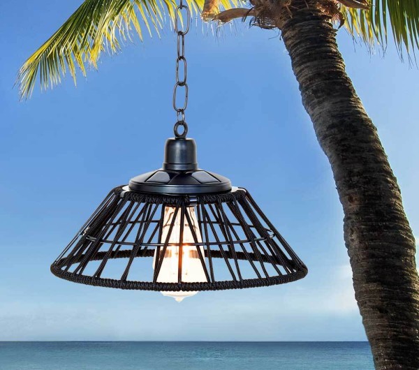 Solar Hängelampe Vintage-Stil Industrial Outdoor Hängeleuchte Warmweiß Schwarz 29cm