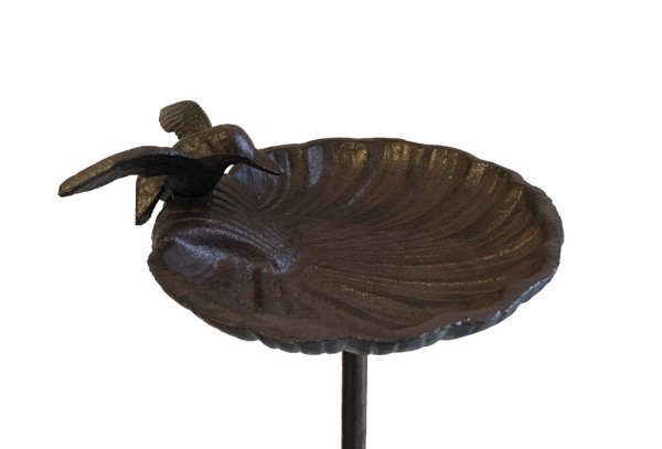 Vogeltränke Gartenstecker Vogelbad mit Stab Futterstation Antik-Stil 100cm