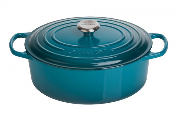 Le Creuset Bräter Signature Oval Gusseisen Deep Teal Petrol 29cm