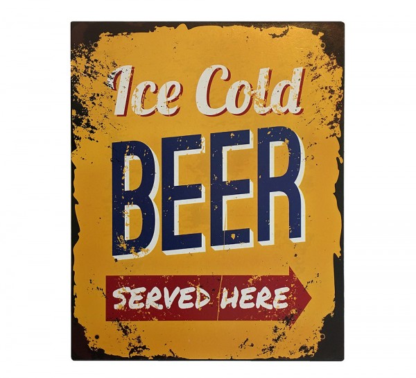 Nostalgie Blechschild „Ice Cold Beer“ Dekoschild 25x20cm