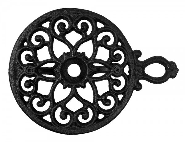 Stövchen Rund mit Griff Vintage Warmhalteplatte Rechaud Gusseisen Schwarz