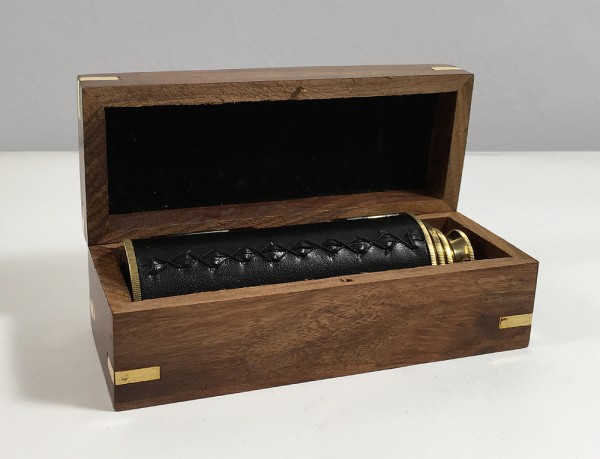 Fernrohr Antik-Stil Messing ausziehbar Holzbox Vintage Fernglas Maritim Pirat