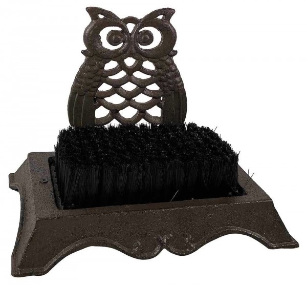 Schuhabstreifer Eule Schuhbürste Gusseisen Braun Nostalgie Fußabtreter Antik-Stil