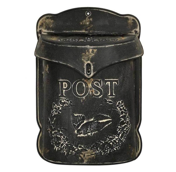 Briefkasten POST Zink schwarz Postkasten mit Brieftaube Vintage Landhausstil