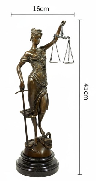 Bronze Skulptur Figur Justitia Göttin der Gerechtigkeit Marmorsockel 41cm