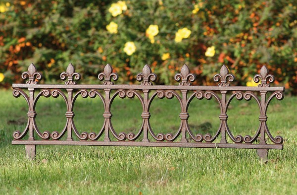 Beetzaun Beeteinfassung Gusseisen Antik-Braun 82x36cm Beetumrandung Ziergitter