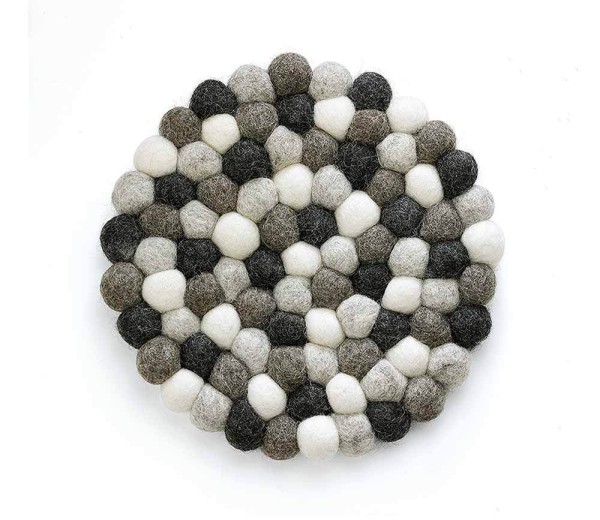 Cilio Untersetzer LANA GRIGIO rund Schafwolle schwarz-weiß 21cm