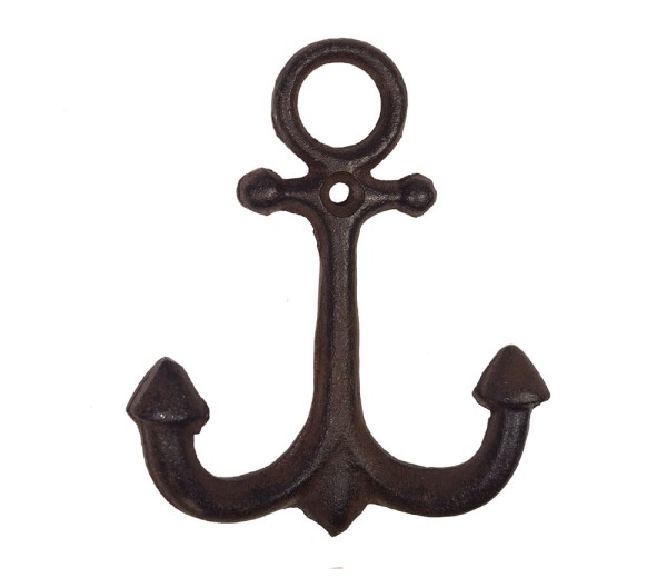 Garderobenhaken Anker Doppel-Haken Maritim Gusseisen Antik-Braun