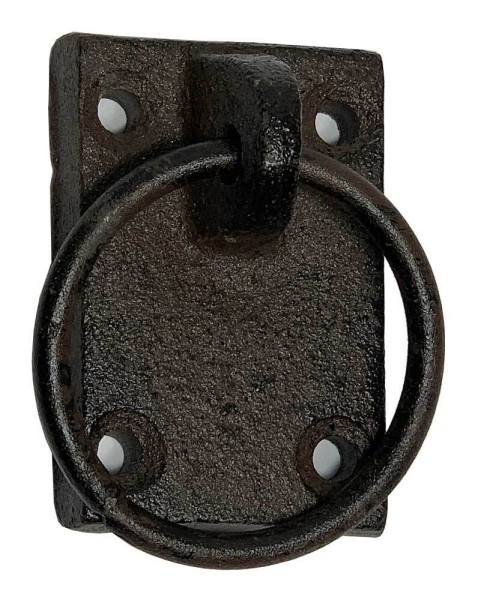Anbindering mit Platte Eckig Gusseisen Befestigungsring Antik-Stil Braun