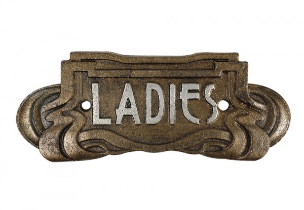 Türschild LADIES Gusseisen Bronze Damen-WC Belle Epoque Toilettenschild Antik...