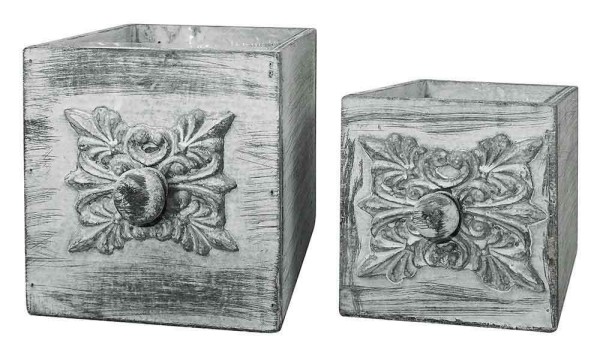 Schublade zum Bepflanzen 2 Stück Pflanzschublade Holz Blumentopf Set Grau