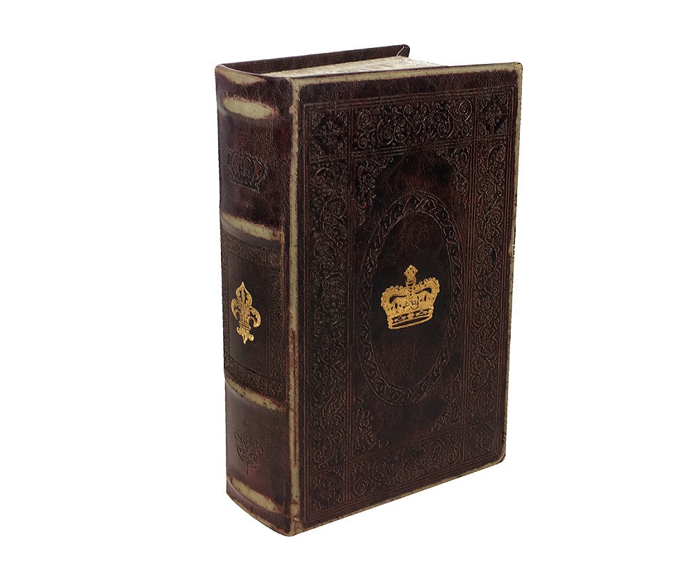 Hohles Buch mit Geheimfach Krone Lilie Antik-Stil Buchversteck Aufbewahrungsbox