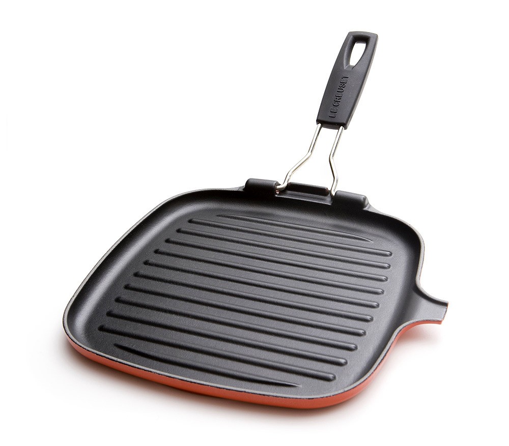 Le Creuset Quadratische Grillpfanne abnehmbarer Griff Gusseisen Ofenrot 24cm