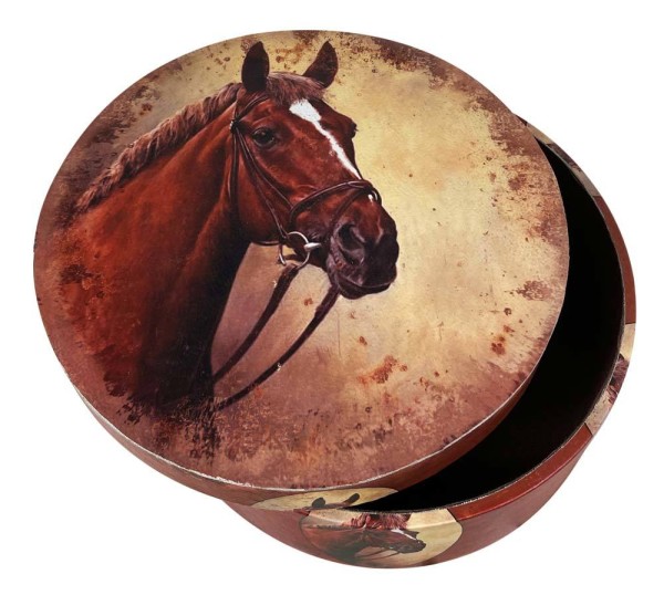 Aufbewahrungsbox mit Deckel Pferd Aufbewahrungsdose Schatulle Pferdemotiv 26cm