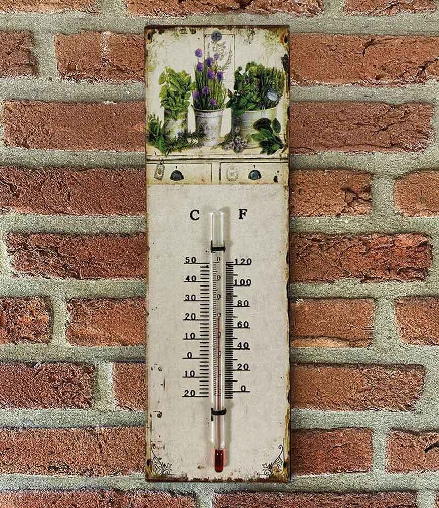 Wandthermometer Kräuter der Provence Thermometer Vintage Nostalgie Blechschild