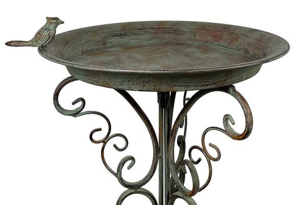 Große Vogeltränke auf Ständer Eisen Grün Vogelbad Standvogeltränke Antik-Stil