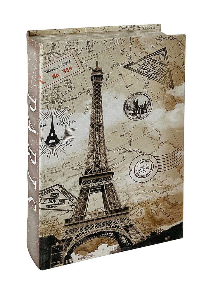 Hohles Buch Eiffelturm Paris Postkarte mit Geheimfach Vintage Buchversteck 21 cm