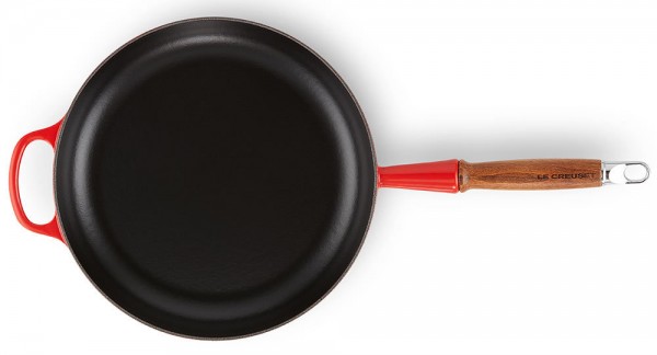 Le Creuset Bratpfanne mit Holzgriff Signature Gusseisen Kirschrot