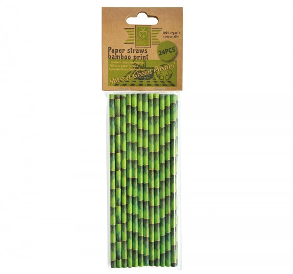 Papierstrohhalme Bambus Trinkhalme Papier 24 Stück Plastikfrei Kompostierbar
