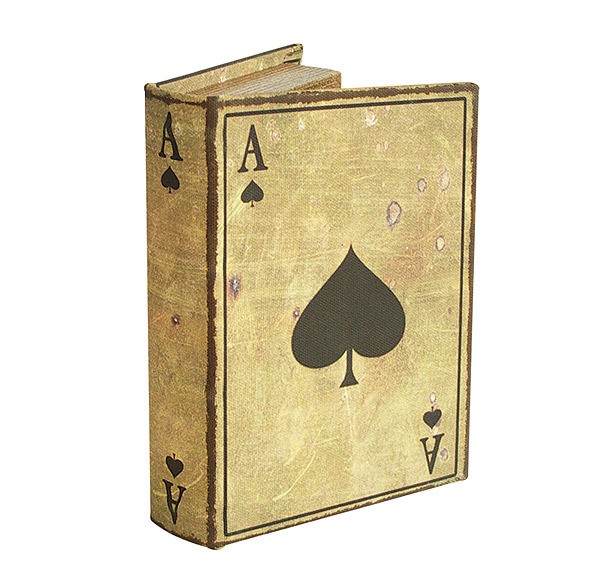 Hohles Buch mit Geheimfach "Spielkarte Pik As" Buchsafe Antik-Stil 13,5cm
