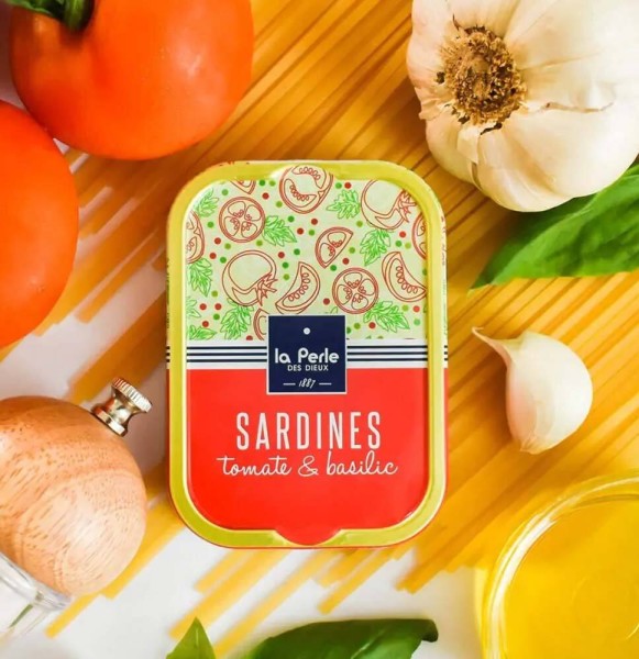 La Perle des Dieux Sardinen mit Tomate und Basilikum - Dose 115 g