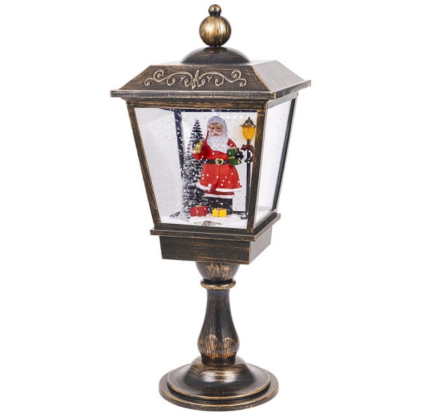 Schneelaterne mit Schneegestöber LED Beleuchtung Musik Straßenlampe Nostalgie Stecker