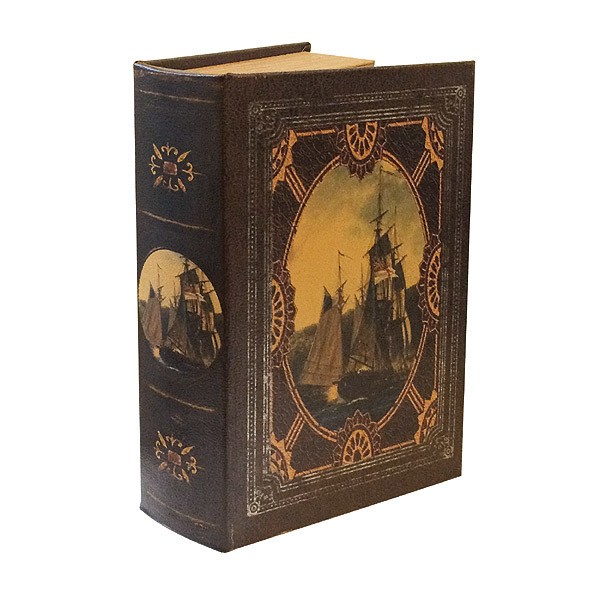 Hohles Buch mit Geheimfach Buchversteck Segelschiff Vintage Kolonialstil Piraten Hohles Buch mit Geheimfach Buchversteck Segelschiff Vintage Kolonialstil Piraten