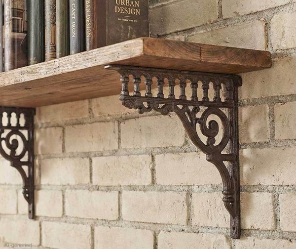 Regalträger Gründerzeit-Stil Regalhalter Regalwinkel Gusseisen Braun 23x27cm