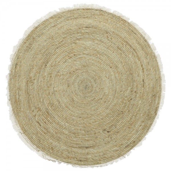 Teppich Boho Rund Maisstroh geknüpft Naturfaser Strohteppich Orient Natur 100cm