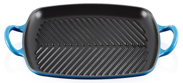 Le Creuset Rechteckige Grillplatte Signature Gusseisen Azure Blau 30cm