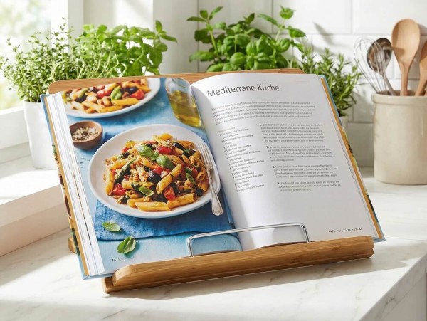 Kochbuchhalter Küche Buchstütze Buchständer aus Bambus Rezepthalter