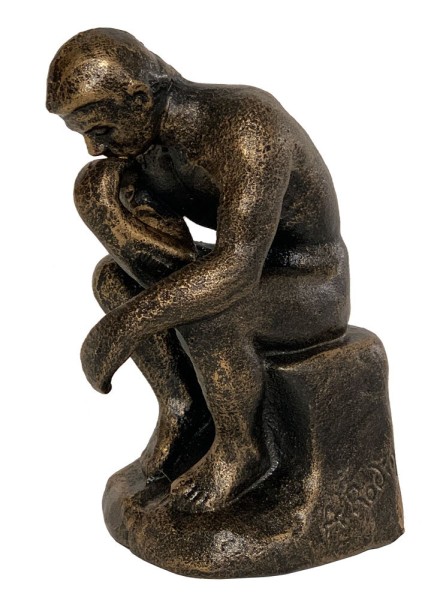 Edle Skulptur "Der Denker" Figur nach Auguste Rodin Eisen Replik 16cm
