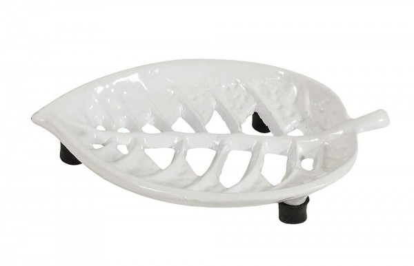 Seifenschale Blatt Gusseisen Weiß Nostalgie Seifenhalter Vintage