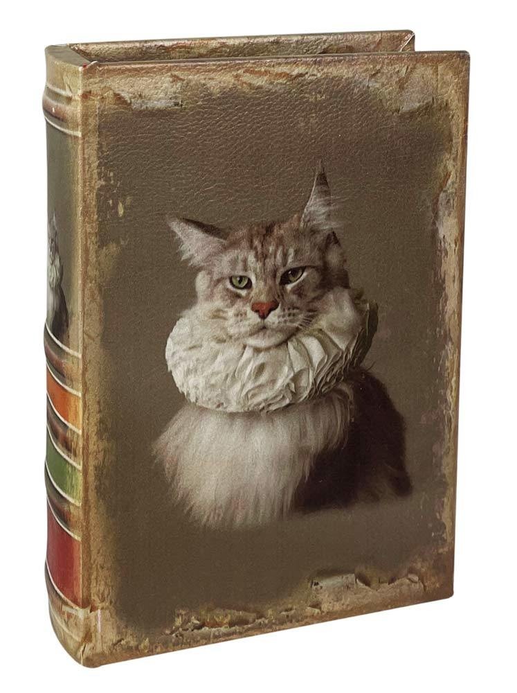 Hohles Buch mit Geheimfach Katze Barock Antik Buchversteck Aufbewahrungsbox 20cm