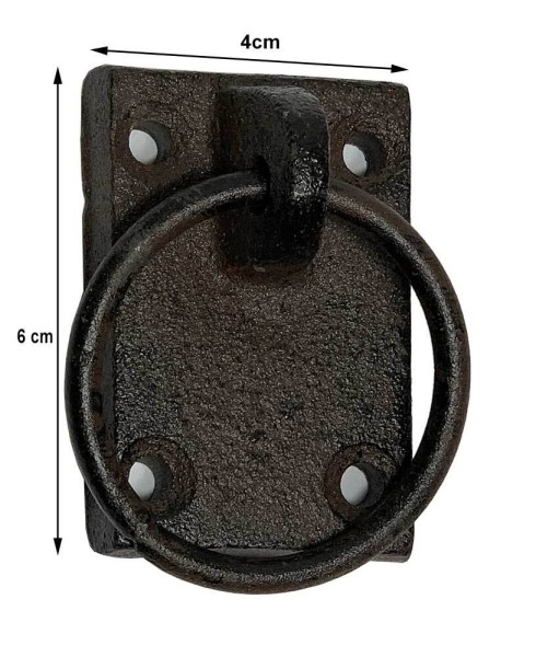 Anbindering mit Platte Eckig Gusseisen Befestigungsring Antik-Stil Braun