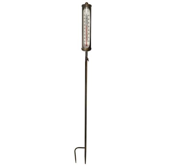 Gartenstecker mit Thermometer Vintage-Stil Eisen Braun Gartenthermometer 115cm