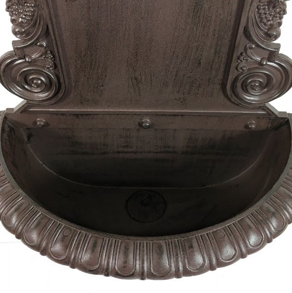 Wandbrunnen Antik-Stil Waschbecken mit Wasserhahn Nostalgie Metall Braun