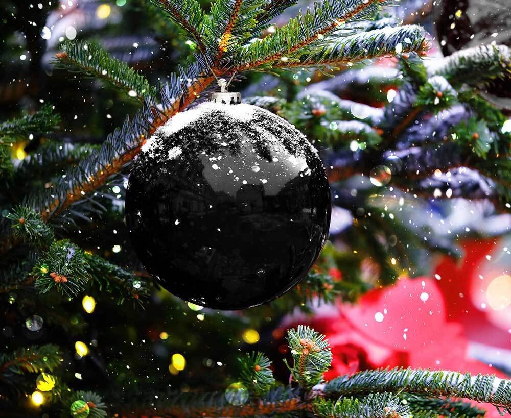 Große Christbaumkugel Schwarz Weihnachtsbaumkugel Bruchfest Wetterfest 20cm